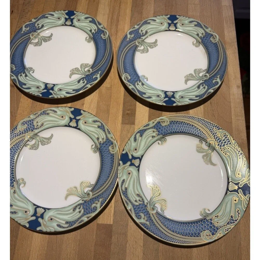 Fitz and Floyd Green Dolphin Street Salad/Dessert Plates Set of 4